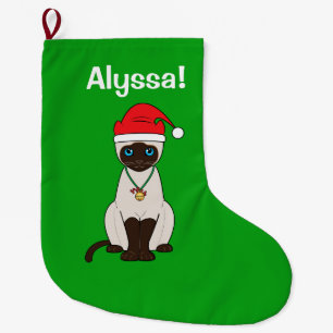 Siamesische Katze am Weihnachtsnamen kundengerecht Großer Weihnachtsstrumpf