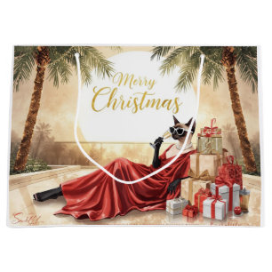 Siamesische Katze Glamour-Weihnachten beim Champag Große Geschenktüte