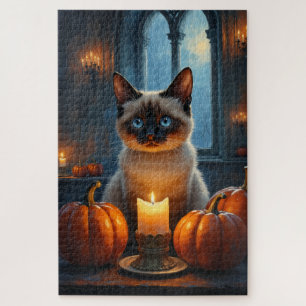 Siamesische Katze Gothic Halloween-Porträt Kunst