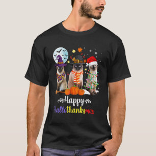 Siamesische Katze Halloween Frohe Weihnachten Froh T-Shirt