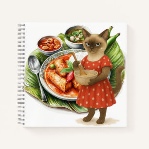 Siamesische Katze kocht thailändisches Essen Notizbuch