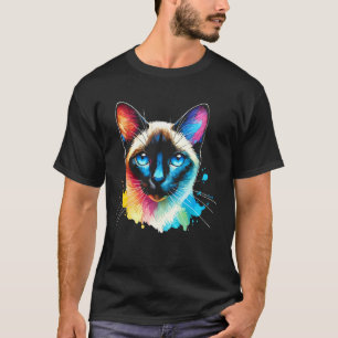 Siamesische Katze Lebendiger Spritzer Bunt T-Shirt