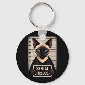 Siamesische Katze Serienvernichter Mugshot Lustige Schlüsselanhänger