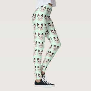 Siamesische Katze Süßes Haustierliebhaber-Muster Leggings