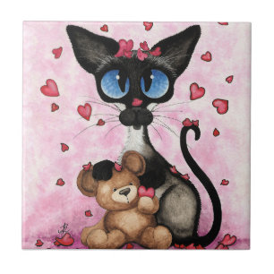 Siamesische Katze Valentinstag von Bihrle Fliese