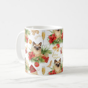 Siamesische Katze Weihnachten Kalifornien Thema Kaffeetasse