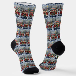Siamesische Katze Weihnachten Rotes Lastwagen Feri Socken