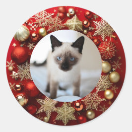 Siamesische Katze Weihnachten Runder Aufkleber