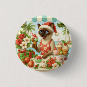 Siamesische Katze Weihnachten Thema für Katzenlieb Button