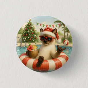 Siamesische Katze Weihnachten Thema für Katzenlieb Button