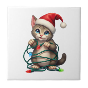Siamesische Katze Weihnachten V-Ausschnitt (2) Fliese