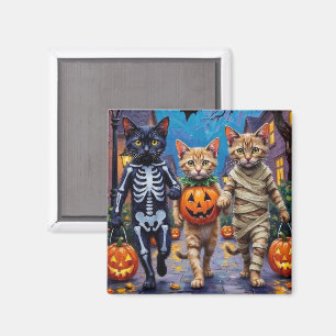 Siamesische Katzen beim Trick-or-Treat in Hallowee Magnet