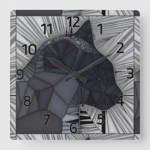 Siamesische Katzen-Buntglas-Art-Entwurfs-Wanduhr Quadratische Wanduhr