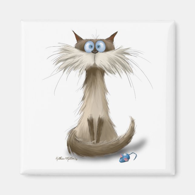 Siamesische Katzen-Cartoon Magnet (Vorne)