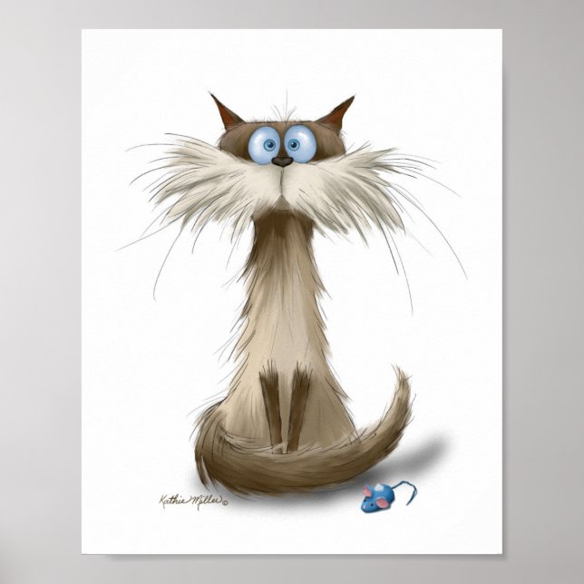 Siamesische Katzen-Cartoon Poster (Vorne)
