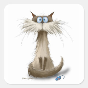 Siamesische Katzen-Cartoon Quadratischer Aufkleber