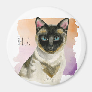 Siamesische Katzen-elegante Aquarell-Malerei Magnet