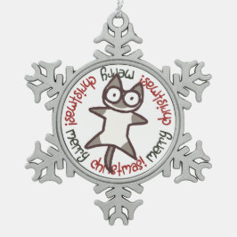 Siamesische Katzen-frohe Weihnachten Schneeflocken Zinn-Ornament
