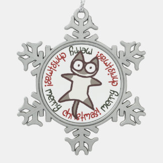 Siamesische Katzen-frohe Weihnachten Schneeflocken Zinn-Ornament