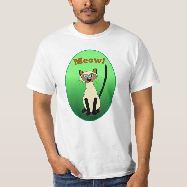 Siamesische Katzen-Grün-Shirt T-Shirt (Vorderseite)