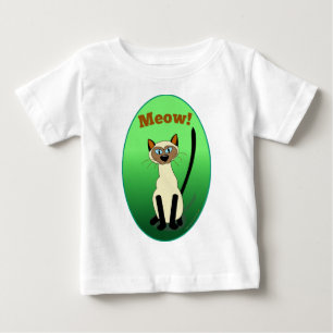 Siamesische Katzen-(grünes) Säuglings-Shirt Baby T-shirt