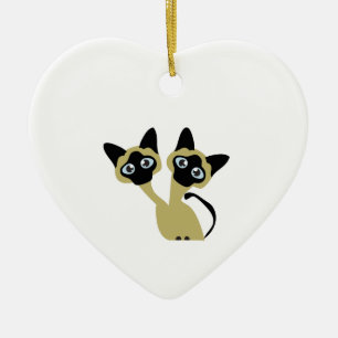 Siamesische Katzen Keramik Ornament