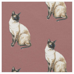 Siamesische Katzen-Kunst-Gewebe Stoff