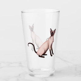 Siamesische Katzen-Kunst-Trommel-Trinkglas Glas