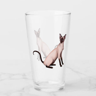 Siamesische Katzen-Kunst-Trommel-Trinkglas Glas