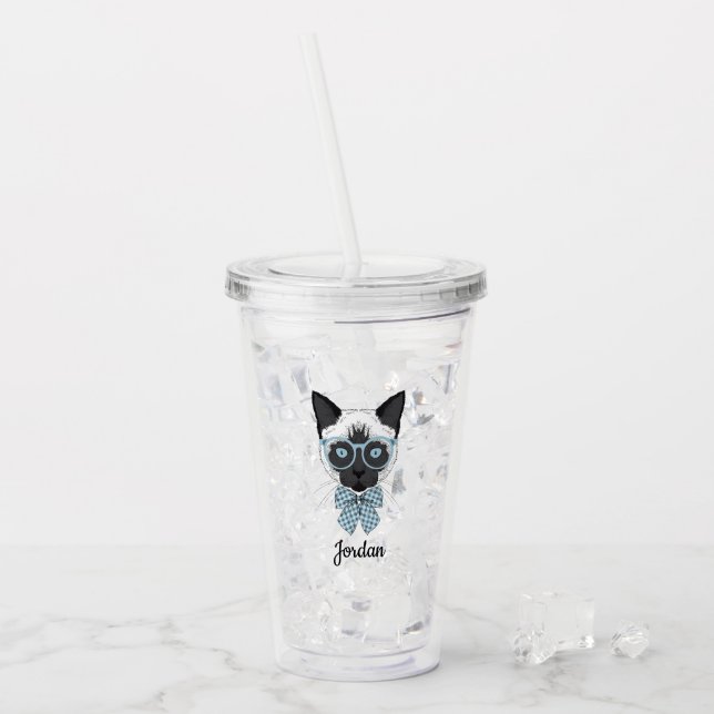 Siamesische Katzen-Mode Smart | addieren Ihren Acryltrinkbecher (Vorderseite Ice)