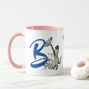 Siamesische Katzen-Monogramm-Initiale B Personalis Tasse