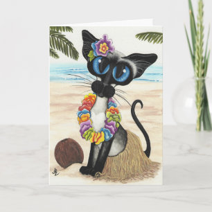 Siamesische Katzen-Sommer Luau Karte
