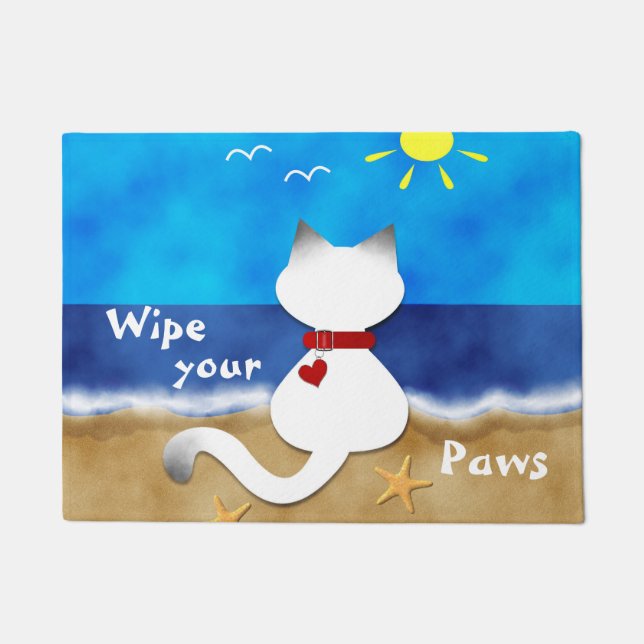 Siamesische Katzen-Strand-Thema-Abwischen Ihre Fußmatte (Vorderseite)