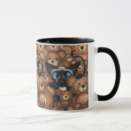 Siamesische Katzen-Teddybär-feste Umarmung durch Tasse