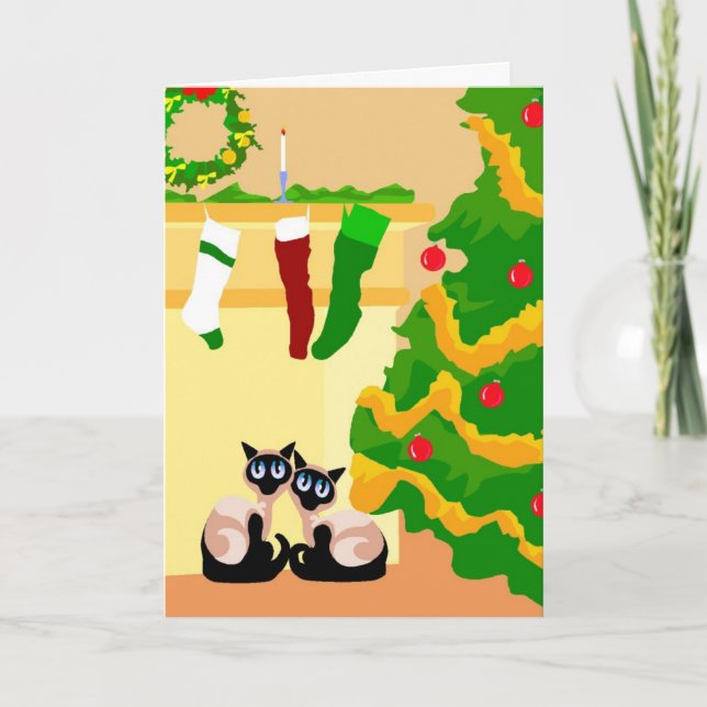 Siamesische Katzen-Weihnachten Feiertagskarte (Vorderseite)