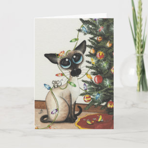 Siamesische Katzen-Weihnachtslichter durch AmyLyn Feiertagskarte