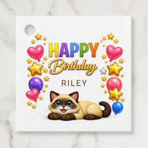 Siamesische Katzenballons und Sterne Alles Gute zu Geschenkanhänger