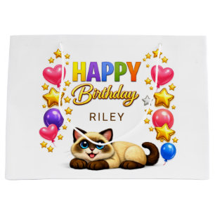 Siamesische Katzenballons und Sterne Alles Gute zu Große Geschenktüte
