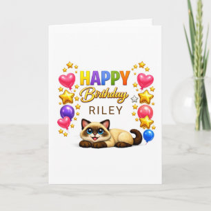 Siamesische Katzenballons und Sterne Alles Gute zu Karte