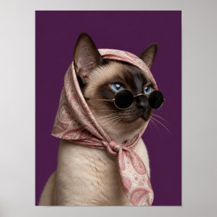 Siamesische Katzenwandkunst — Mode-Editorial-Haust Poster