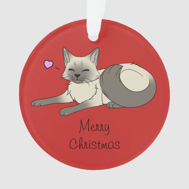 Siamesische Miezekatze-Verzierung Ornament (Vorderseite)