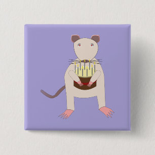 Siamesische Ratte mit Geburtstagskuchen Button