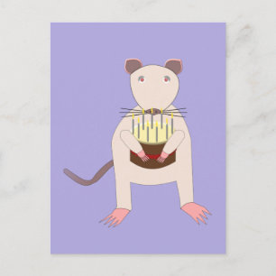 Siamesische Ratte mit Geburtstagskuchen Postkarte