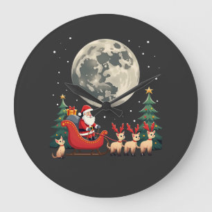 Siamesische-Rentier-Weihnachten-Siamesische-Katzen Große Wanduhr