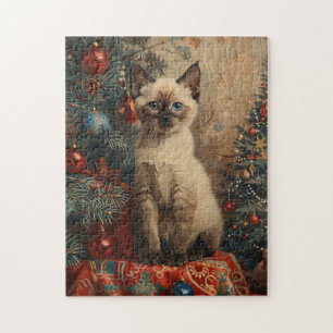 Siamesisches Kätzchen Weihnachten Vintage Katze