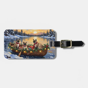 Siamesisches Katzen-Weihnachtsboot-Fest Gepäckanhänger