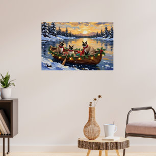 Siamesisches Katzen-Weihnachtsboot-Fest Poster