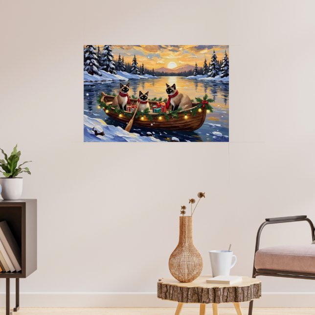 Siamesisches Katzen-Weihnachtsboot-Fest Poster (Wohnzimmer 3)
