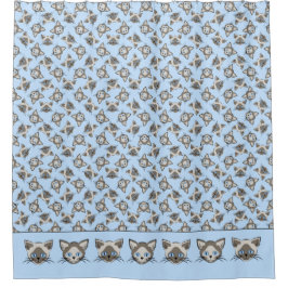 Siamesisches Mit Augen Cat Faces Graphic Art Muste Duschvorhang