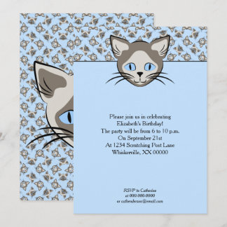 Siamesisches Mit Augen Cat Faces Graphic Art Muste Einladung